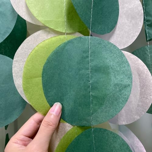205 Ft Sage Green Party Decorations Oilve Green and Beige Circle Dot Backdrop Garland Tissue Paper Polka Dots Hanging Streamer for Birthday Wedding Engagement Bachelorette Neutral Party Supplies - Image 6