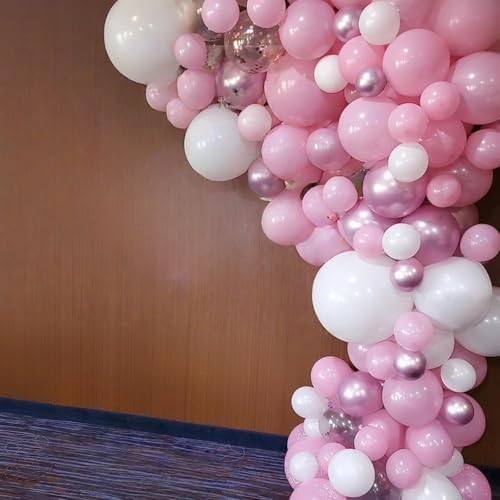 Pink and White Balloon Arch Kit, Pastel Pink Metallic Pink Pearl White Balloons Garland with Clear Balloons Explosion Star Foil Balloons for Girls Birthday Valentine's Day Princess Party Decorations - Image 5