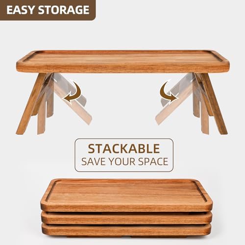 GEHE 3 Tier Serving Tray Acacia Wooden Tiered Tray Stand Foldable Dessert Table Display Set Decor Charcuterie Boards for Party, Birthday, Wedding, Christmas - Image 6