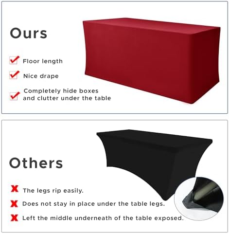 Rectangle Spandex Fitted Tablecloths For Vendor Booths 4 Pcs 72X30 Inch Red - Image 5