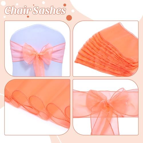 Pack of 300 Organza Chair Sashes for Wedding & Event Décor – Light Orange - Image 4