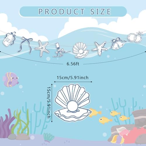 Oudain 2 Pack Seashells and Wedding Bells Garland Last Toast Coast Banner - Image 2