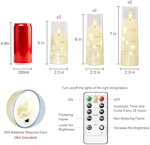 Raycare 7 Pack Flameless Battery Operated Pillar Candles with Remote Timer - Image 6