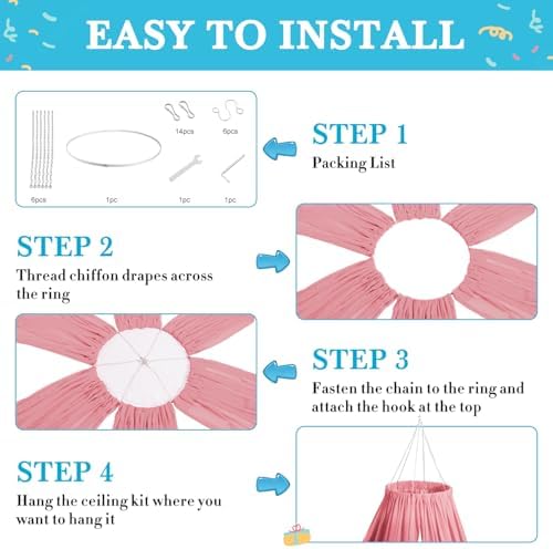 Ceiling Drapes Hanging Kit Dusty Rose Ceiling Drapes 6 Panels 5x10ft with 12 Inch Ceiling Drapes for Weddings Ceilings Draping Canopy Hoop Wedding Arch Draping Fabric for Banquet Party Decor - Image 6