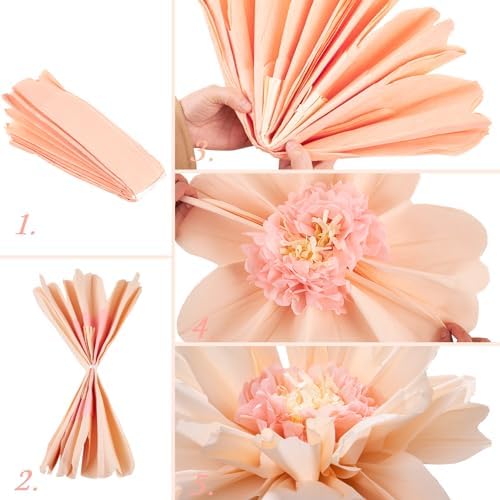SUNBEAUTY 4 PCS 20" Sage Green Giant Paper Flowers Large Crepe Paper Tissue Flowers Artificial Decorations for Spring Summer Flower Wall Backdrop Birthday Party Wedding Baby Shower Bridal Easter Decor - Image 2