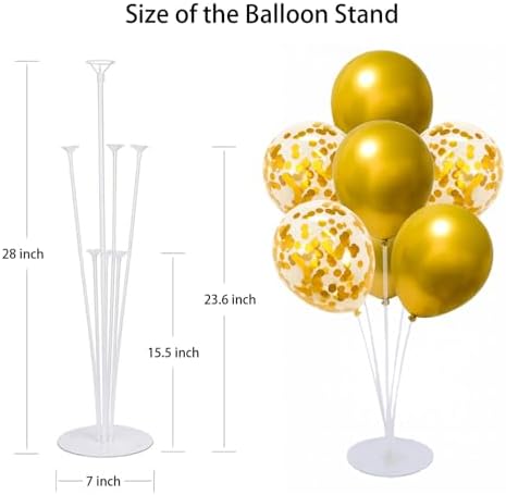 6 Set Balloon Stand Kit for Table Centerpieces With Balloon and Base Party Decorations for Birthday Wedding Retirement Graduation Baby Shower (Gold) - Image 5