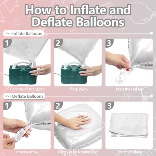NISOCY 25PCS Pearl Pink and White Square Foil Balloons Wall Backdrop - Image 3