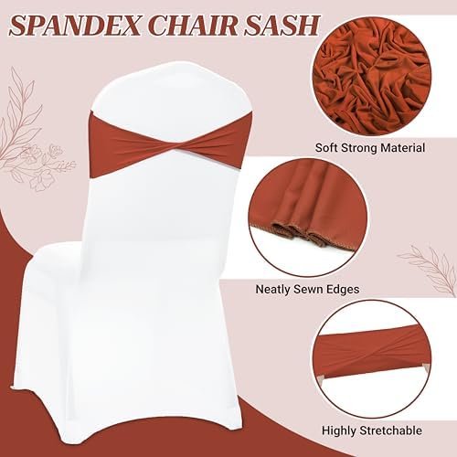 MDS Pack of 200 Spandex Chair Sashes Without Slider Buckles – Terracotta - Image 3