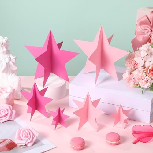 Sinload 45 Piece 3D Pink Star Centerpieces Glitter Theme Party Decorations - Image 3