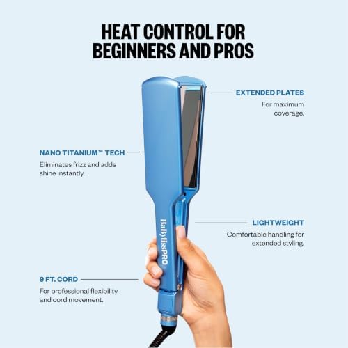 BabylissPRO Nano Titanium Ultra-Thin Hair Straightener, Professional Flat Iron, 5-Inch Extended Plates for Faster Straightening, for All Hair Types - Image 5