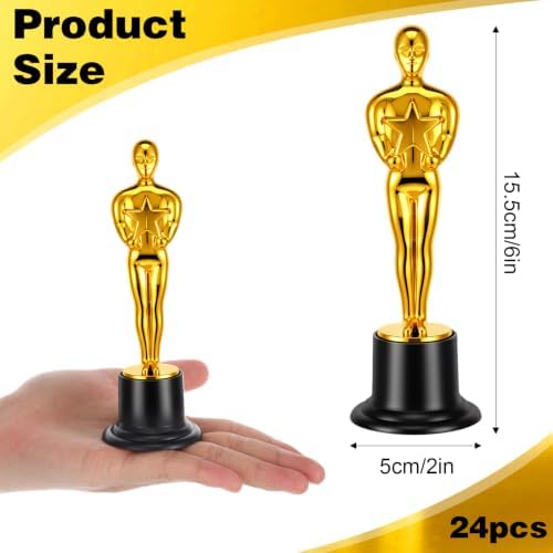 24 Pack 6 Inch Gold Mini Award Trophy Statues, Plastic Mini Trophies - Image 2