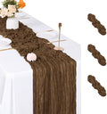 3 Pack Brown Cheesecloth Table Runner, 17 x 108 inch, Semi Sheer Boho Cheese Cloth Fabric Table Runner Bulk for Wedding, Birthday, Party, Holiday, Home Decor (Brown) by ACSUIT