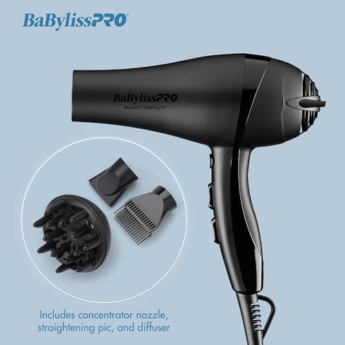 BaBylissPRO Nano Titanium 2000-Watt Blow Dryer with Concentrator Nozzle, Professional Grade Ionic Corded Styling Tool for Hair - Image 6