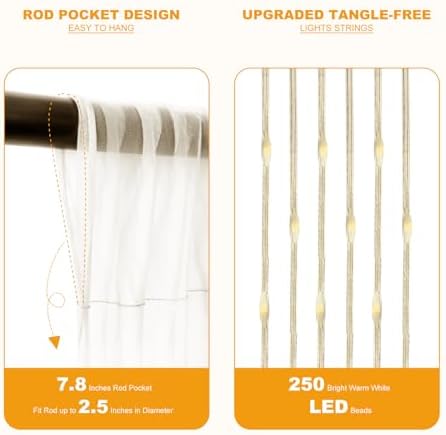 Ivory Tulle Backdrop with Fairy Lights for Parites Wrinkle-Free Sheer Curtain Drapes Photo Back Drop for Wedding Baby Shower Bridal Shower Birthday Dance Home Décor- 10ft×8ft, Ivory - Image 6