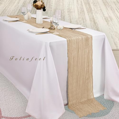 Sand 6 Pack 10FT Cheesecloth Table Runner 20 x 120 Inch Long Rustic Gauze Cheese Cloth Table Runner for Wedding Bridal Baby Shower Table Decorations Boho Fabric Sheer Birthday Party Table Decor - Image 4