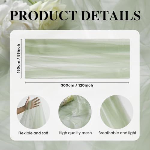 Artoid Mode 3PCS Sage Green Gauze Table Runner 120 Inch 10FT, Seasonal Sheer Kitchen Dining Holiday Wedding Birthday Baby Shower Table Decor for Home Party - Image 5