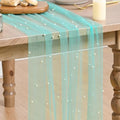 Artoid Mode Pearl Turquoise Gauze Table Runner 10FT Home Decor by ArtoidMode