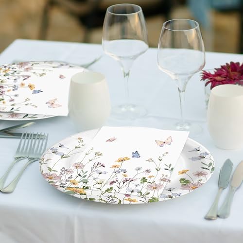 AUDREE Party Plates and Napkins, Wildflower 96 Pack - Set for 24 Guests - Image 6