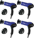 Conair Turbo 1875W Hair Dryer,Ionic Blow Dryer,Diffuser Hair-Dryer for Frizz F-ree Curls&Waves,Fast-Dry-Hair Dryers for Women,Hair-Dryer with Diffuser,Hair-Diffuser&Concentrator,Blue/Black,(Pack of 4) by conair