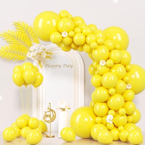 Voircoloria 130pcs Yellow Balloons Garland Arch Kit, 18 12 10 5 Inch by Voircoloria