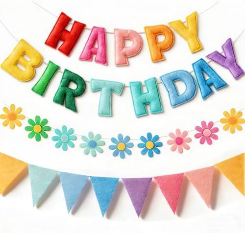 YEOCU Happy Birthday Decorations, No DIY, Pre-Strung 3D Banner by YEOCU