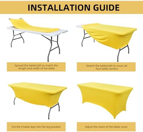 10-Pack 6ft Spandex Table Covers for Rectangle Standard Folding Tables - Wrinkle Resistant Stretch Tablecloths - Ultimate Fitted Table Protector for Parties, Banquet, Wedding - Image 5