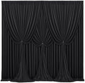 40x10FT Black Backdrop Curtains for Wedding Parties, Wrinkle Free Polyester Photography Backdrop Drapes for Wedding Baby Shower Birthday Parties Stage Background Stand Decorations 4x10ft,10 Panels by Partisky