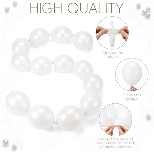 Gejoy 192 Pcs Wedding Giant Pearl Backdrop White Balloon Arch Kit 3 Sizes - Image 3