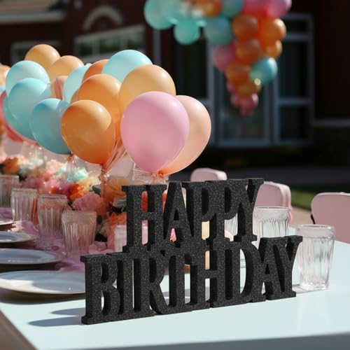 Novabright Happy Birthday Sign, Black, Glitter - Image 5