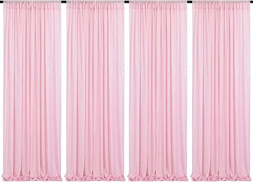 Poise3EHome Pink Sequin Backdrop Curtains,4 Panels 2FTx8FT Glitter Background for Party Birthday Party Baby Shower Wedding Christmas Thanksgiving Halloween Holiday Festival Decor by Poise3EHome