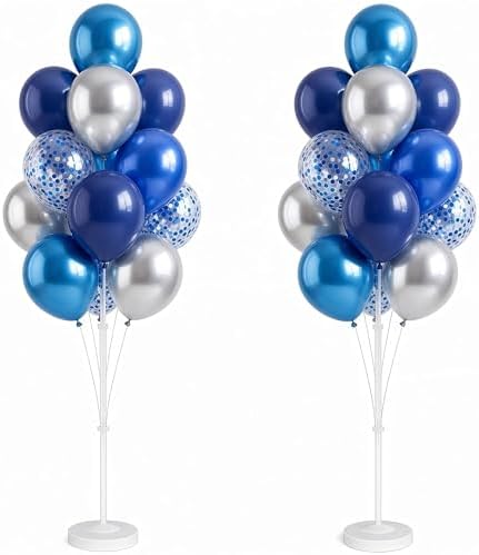 2 Sets Navy Blue Silver Balloon Column Kit for Floor or Table Party Decor by Tosuced