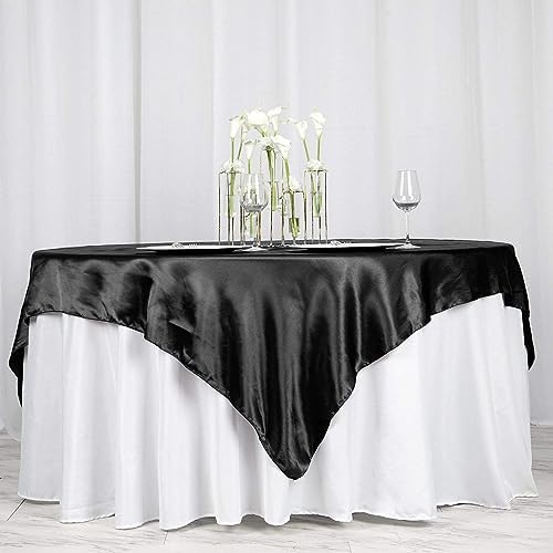 Balsa Circle 10 pcs 72x72 inch Black Square Tablecloth Satin Fabric Overlays Linens | Table Cloths Cover for Wedding Party Banquet Reception Events Decoration Kitchen Dining Events Kitchen Dining - Image 6