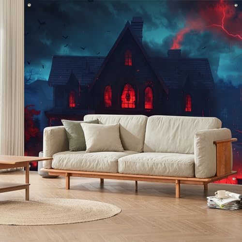 BlissYard Halloween Party Backdrop Haunted House Moon Scene 8x6ft - Image 4