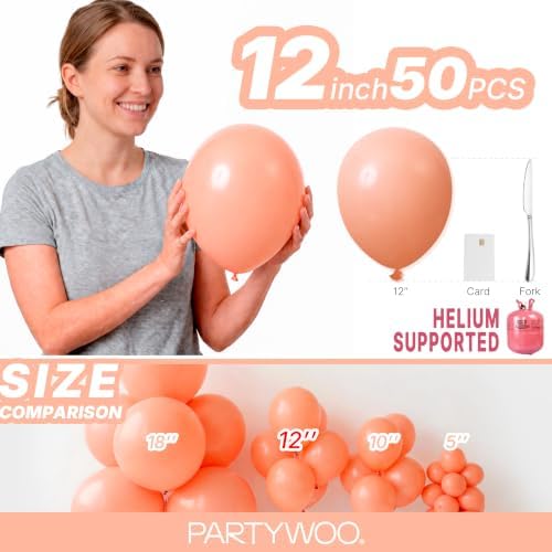 PartyWoo Peach Balloons 50pcs Light Orange Latex Helium Balloons 12 Inch - Image 6