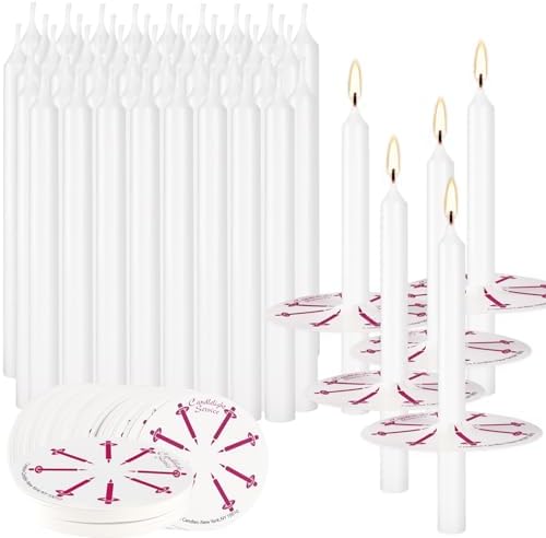 200 Pack 4 Inch White Church Taper Candles with Drip Protectors - Image 3