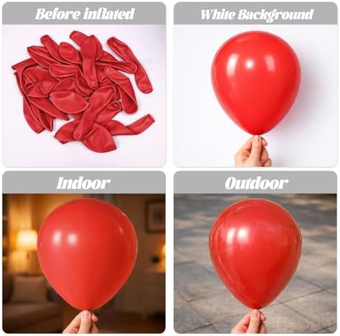 Voircoloria 110pcs Red Latex Party Balloons, 12inch - Image 3