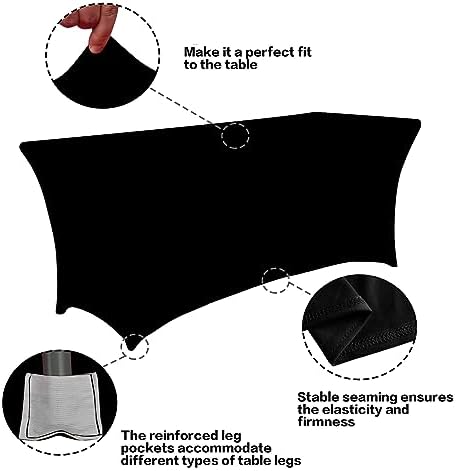 IVAPUPU 8FT Black Table Cloth for Rectangular Spandex Table Cover - Image 2