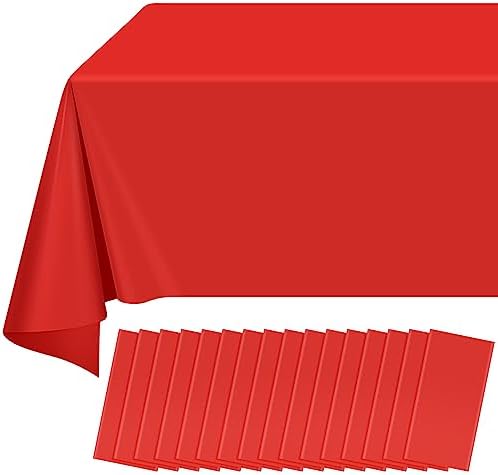16 Pack Red Plastic Tablecloth for Rectangle Tables, Premium Decorative Red Disposable Table Cloths for Parties, Rectangle Party Table Cover for Birthday, Wedding, Christmas, Anniversary, 54 x 108Inch by RAGNHILD