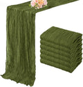 6 Pack Olive Green 10FT Cheesecloth Table Runner Rustic Gauze Cheese Cloth Table Runner for Wedding Bridal Baby Shower Table Decorations Boho Fabric Sheer Birthday Party Decor 20 x 120 Inch Long by FoliafeelHome