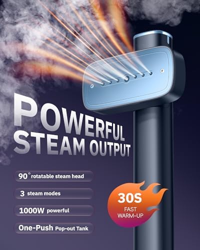 OGHom Steamer for Clothes, 110-240V Travel Steamer & Iron 2 in 1, 1000W Powerful Steam, Portable Handheld Garment Wrinkle Remover, 30s Fast Heat-Up with Dry& 2-Steam Control, for Global & Europe-Blue - Image 2