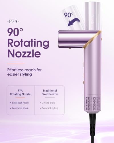 6-in-1 Hot Air Brush & Hair Dryer, 110,000 RPM High-Speed Ionic Blow Dryer Ionic Auto Curlers, Detachable Tools, 90° Rotating Handle for Fast Drying, Curling, Straightening & Volumizing All Hair Types - Image 5