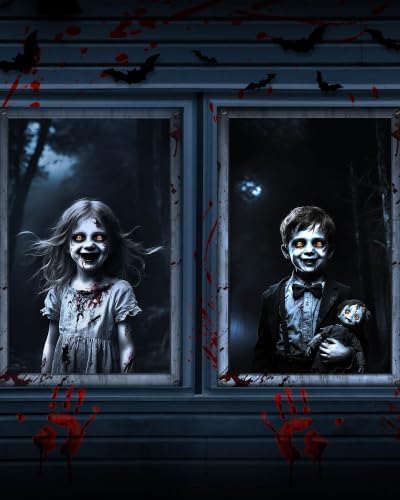 2pcs Halloween Window Cover Decor, Scary Ghost Curtain Outdoor by YUSPENYE