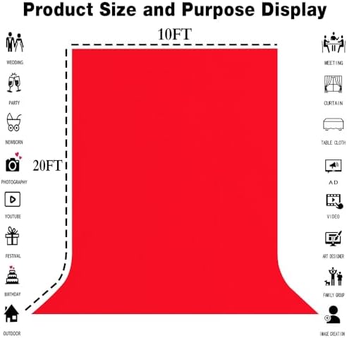 Red Photography Backdrop for Photoshoot, Fabric 10x20ft - Image 3