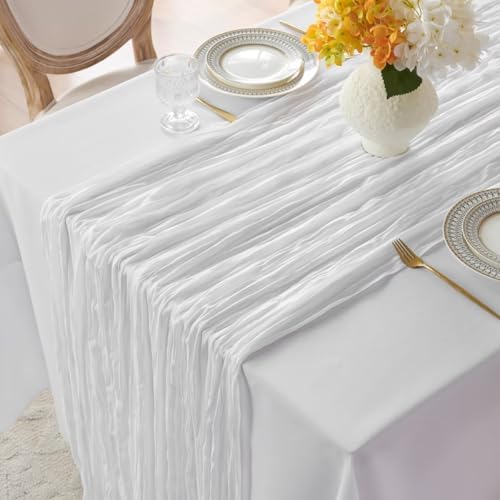 6 Pack White Cheesecloth Table Runner 35"×120" Gauze Fabric Table Runner - Image 4