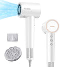 Hair Dryer, 160,000 RPM High-Speed Ionic Blow Dryer for Fast Drying, Professional Lightweight Hairdryer with Diffuser, Magnetic Nozzle, 4 Temps & 2 Speeds, Low Noise for Travel - White by AirJetz