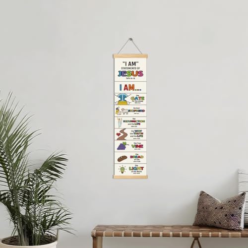 Christian Wall Poster, I am statements of Jesus Poster, Door Hanging Decors, Bible Verse Lesson Tool, Bible Verse Home Decor, Living Room Decor, Family Hanging of Scripture and Words Decorations 05 - Image 4
