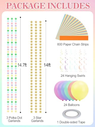 MEWTOGO Paper Chain Garland Kit for Birthday Party Decorations - Image 7