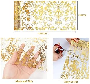Gold Table Runner 2 Pieces, Sequin Glitter Foil Metallic Mesh Gold Table Runners Roll 11x108 Inch, Table Decorations for Wedding, Christmas, Birthday Party - Image 3
