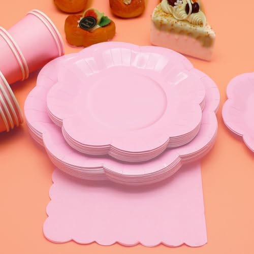 350PCS Light Pink Paper Plates and Napkins Set with Utensils Serve 50 Guests,Pink Party Decorations for Baby Shower Graduation Valentines Day Party Supplies - Image 5