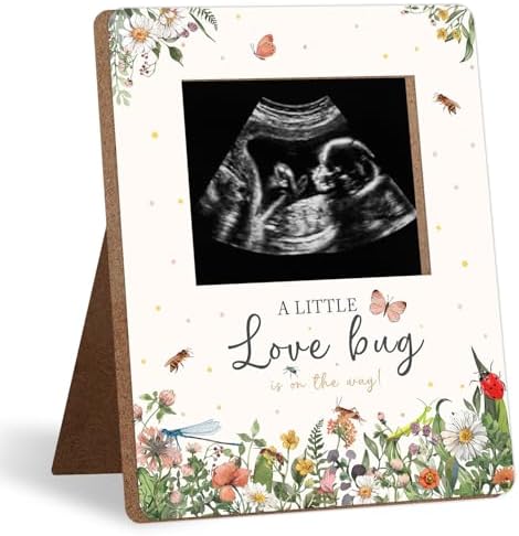 Love Bug Baby Shower Decoration Frame, A Little Love Bug Is On The Way Baby Shower Decorations, New Mom Expecting Parents-to-Be Keepsake Gifts, Pregnancy Milestone Keepsake, Gender Reveal Gifts by Unknown